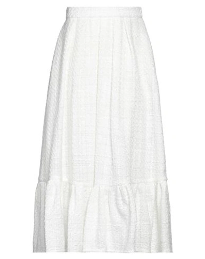 Elisabetta Franchi Woman Midi Skirt White Size 6 Polyester In White