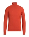 Ferrante Man Turtleneck Orange Size 38 Merino Wool