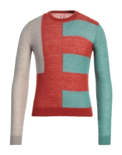 Rick Owens Man Sweater Rust Size L Polyamide, Mohair Wool, Wool In Red