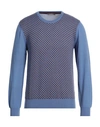 Andrea Fenzi Man Sweater Light Blue Size 44 Wool In Blue