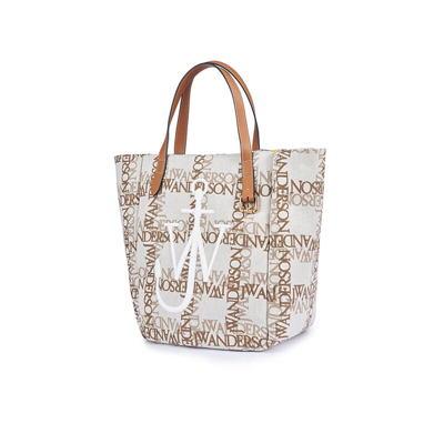 Jw Anderson Embroidered-logo Tote Bag In Neutrals