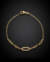 Italian Gold 14k Italian Two-tone Gold Oval Mix Link Bracelet
