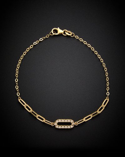 Italian Gold 14k Italian Two-tone Gold Oval Mix Link Bracelet