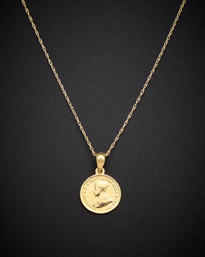 Italian Gold 14k George V Slaying Dragon Reversible Pendant Necklace