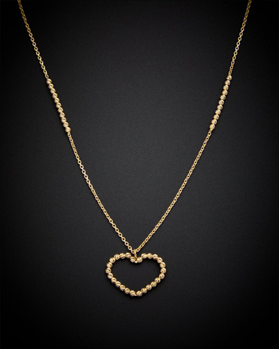 Italian Gold 14k Bead Heart Necklace
