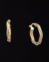 ITALIAN GOLD 14K ITALIAN TRI-TONE GOLD TWISTED TRIPLE HOOPS