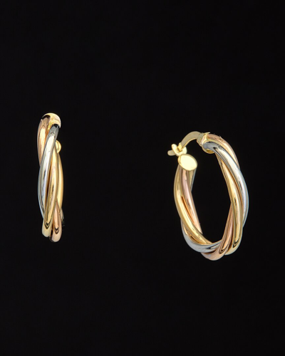 Italian Gold 14k Italian Tri-tone Gold Twisted Triple Hoops