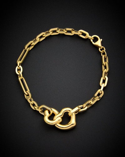 Italian Gold 14k Interlocking Heart Mixed Link Bracelet