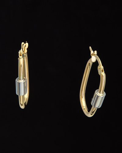 Italian Gold 14k Italian Two-tone Gold Oval Hoops