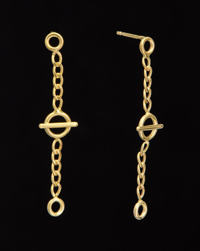 Italian Gold 14k Circle & Bar Curb Link Drop Earrings