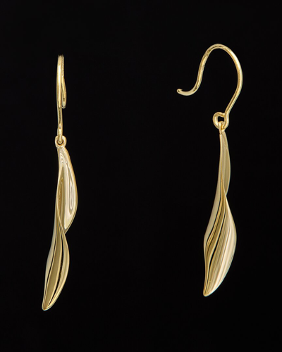 Italian Gold 14k Twisted Leaf Drop Earrings