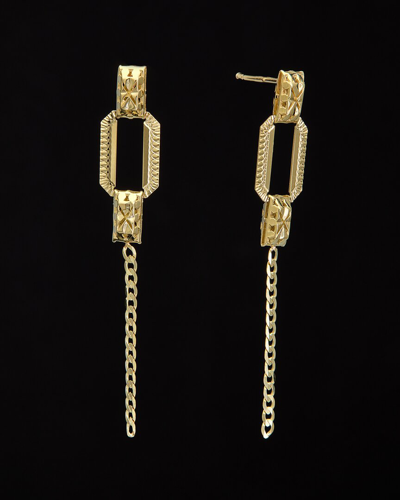 Italian Gold 14k Rectangle Curb Link Drop Earrings