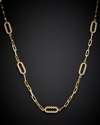 Italian Gold 14k Italian Two-tone Gold Oval Station Mix Link Necklace