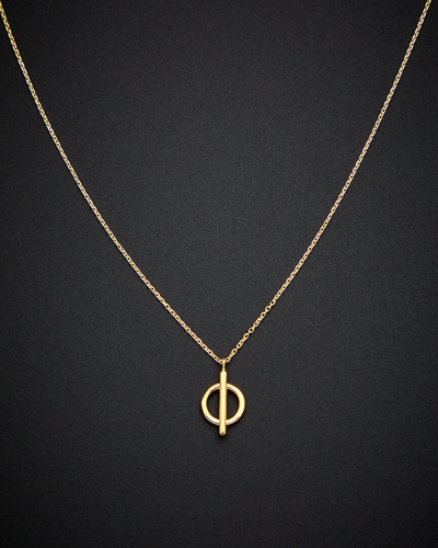 Italian Gold 14k Circle Bar Pendant Necklace