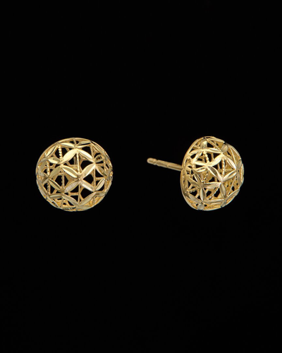 Italian Gold 14k 9.9mm Disco Ball Button Earrings