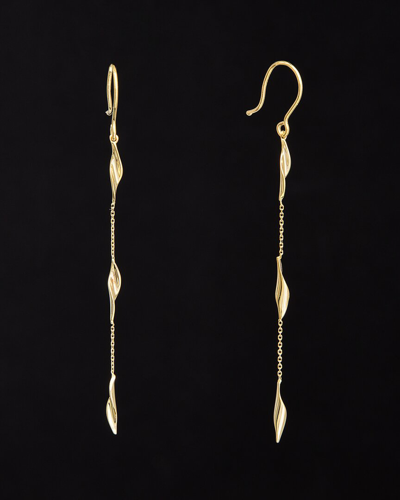 Italian Gold 14k Triple Twist Leaf Drop Earrings