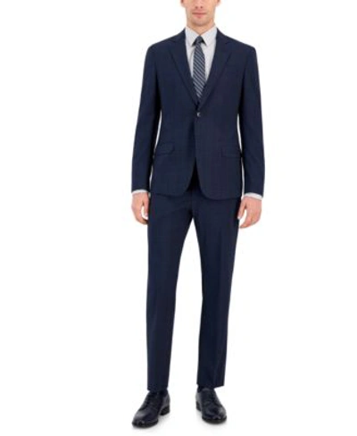 A X Armani Exchange Ax Armani Exchange Mens Slim Fit Navy Windowpane Plaid Suit Separates