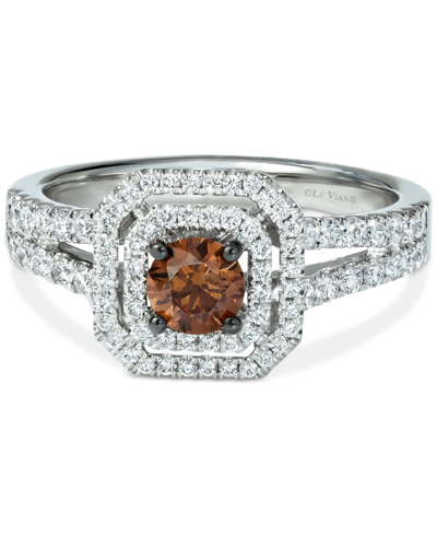 Le Vian Couture Chocolate Diamond & Vanilla Diamond Halo Ring (1 Ct. T.w.) In Platinum In P Ring