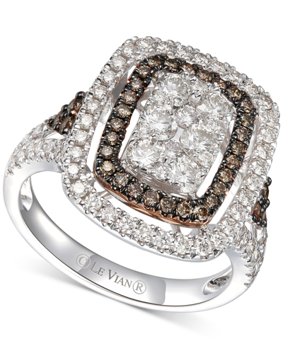Le Vian Nude Diamond & Chocolate Diamond Halo Cluster Ring (1-5/8 Ct. T.w.) In 14k White & Rose Gold In K Two Tone Gold Ring