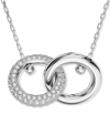 Swarovski Pave Interlocking Loop Pendant Necklace, 15" + 2-3/4" Extender In Silver