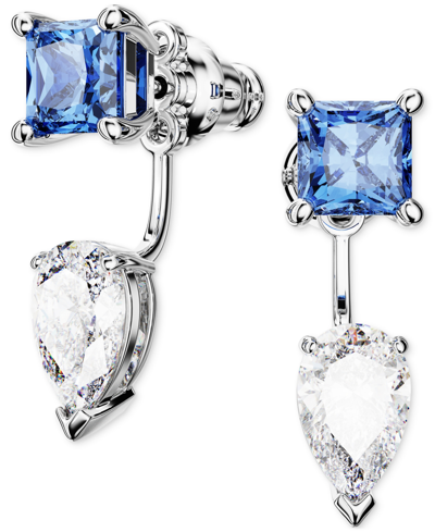 Swarovski Rhodium-plated Mixed Crystal Ear Jacket Earrings In Blue