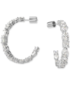 SWAROVSKI RHODIUM-PLATED MEDIUM MIXED CRYSTAL C-HOOP EARRINGS, 1.54"