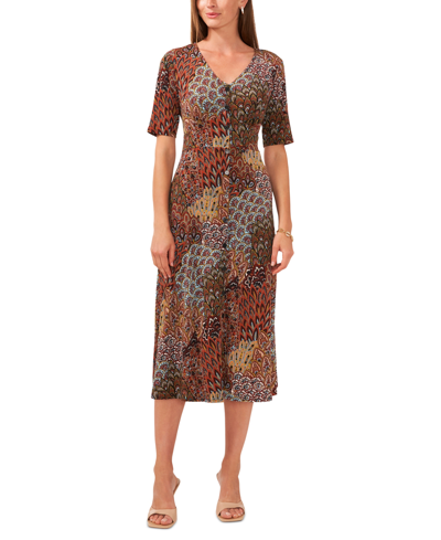 Msk Womens Faux Button Front Midi Midi Dress In Spice 620