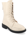 Journee Collection Women's Nikks Lace Up Combat Boots In Bone