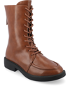 Journee Collection Women's Nikks Lace Up Combat Boots In Cognac