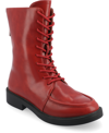 Journee Collection Women's Nikks Lace Up Combat Boots In Red