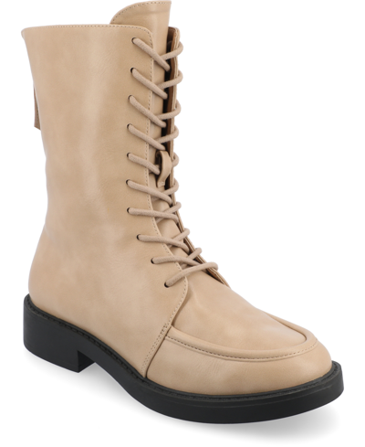 Journee Collection Women's Nikks Lace Up Combat Boots In Tan