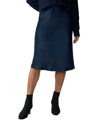 Sanctuary Everyday Satin Midi Skirt In Navy Reflection