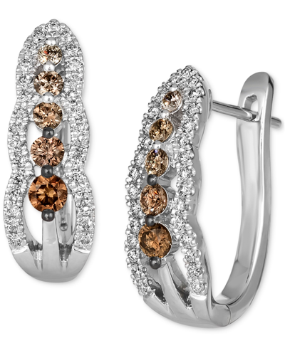 Le Vian Couture Chocolate Ombre & Vanilla Diamonds Hoop Earrings (5/8 Ct. T.w.) In Platinum In P Earrings
