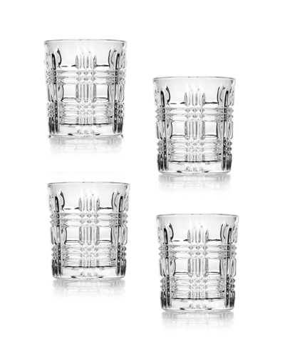 Godinger Tartan Plaid Design Double Old-fashioned Glasses, Set Of 4 In Clear