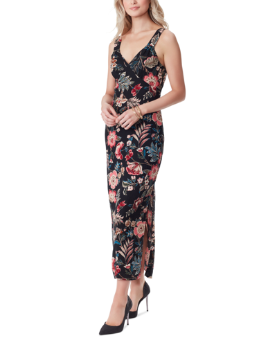 Jessica Simpson Women's Rosalyn Floral-print Maxi Dress In Black - Arcadian Blooms