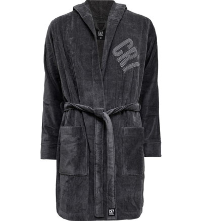 Cr7 Men's Modern Cut Cotton Bathrobe In Dark Gray