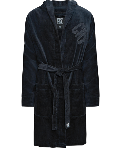 Cr7 Men's Modern Cut Cotton Bathrobe In Black