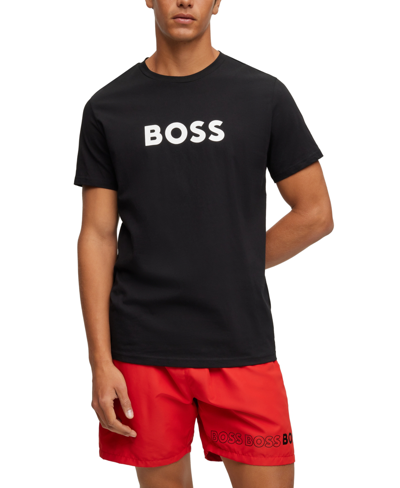 Hugo Boss Boss By  Men's Rubber-print Logo T-shirt In Black