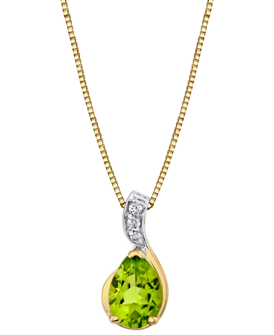 Macy's Peridot (3/4 Ct. T.w.) & Diamond Accent 18" Pendant Necklace In 14k Gold