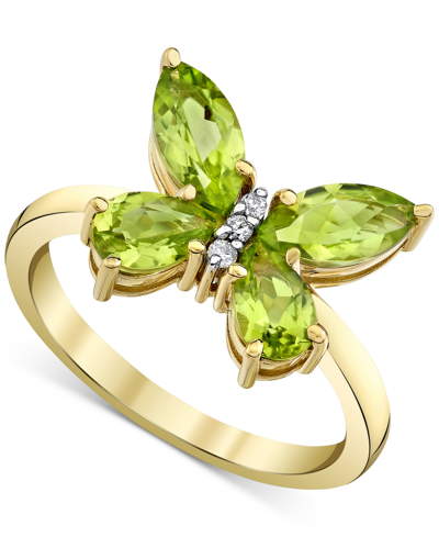 Macy's Peridot (2 Ct. T.w.) & Diamond Accent Butterfly Ring In 10k Gold