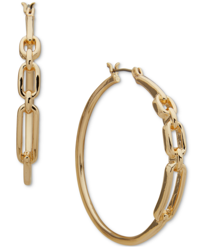 Anne Klein Gold-tone Polished Chain Link Medium Hoop Earrings, 1.6"