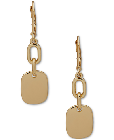 Anne Klein Women's Gold-tone Double Drop Tag Earrings