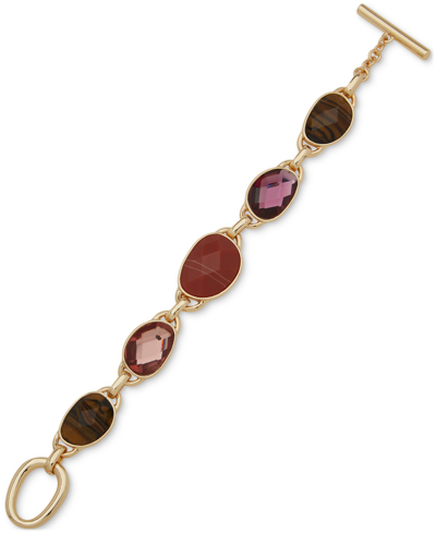 Anne Klein Women's Gold-tone Multi-crystal Toggle Bracelet
