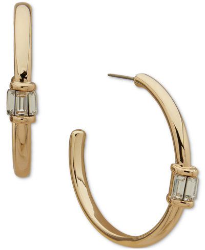 Anne Klein Gold-tone Stone Baguette Medium Hoop Earrings, 1.57" In Crystal