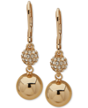 KARL LAGERFELD WOMEN'S GOLD-TONE CRYSTAL DOUBLE DROP EARRINGS