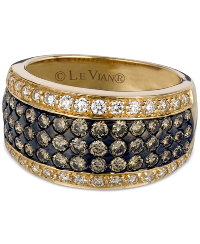 Le Vian Chocolatier Chocolate Diamond & Vanilla Diamond Multirow Ring (1-5/8 Ct. T.w.) In 14k Gold In K Honey Gold Ring