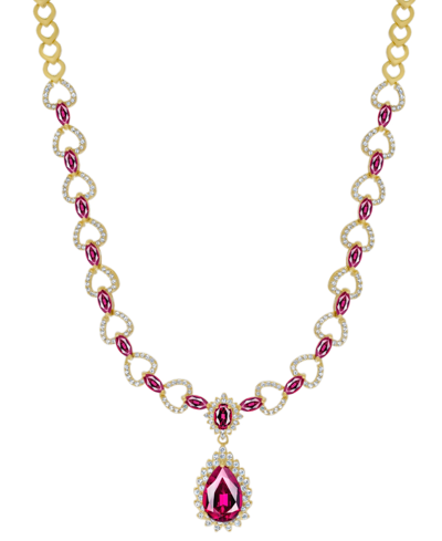 Macy's Lab-grown Ruby (9-1/4 Ct. T.w.) & Lab-grown White Sapphire (2-1/10 Ct. T.w.) Fancy 18" Pendant Neckl