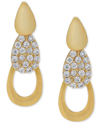 Macy's Lab-grown White Sapphire Cluster Pear Drop Earrings (1/3 Ct. T.w.) In 14k Gold-plated Sterling Silve
