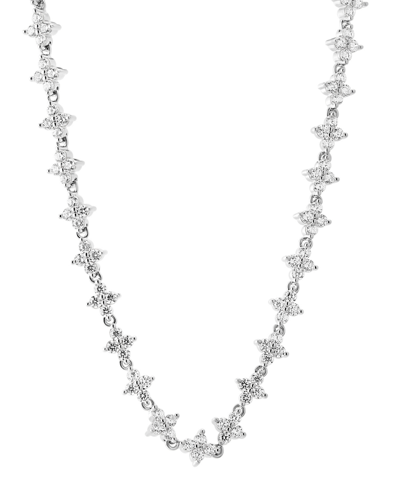 Giani Bernini Cubic Zirconia Flower Cluster 18" Tennis Necklace In Sterling Silver, Created For Macy's