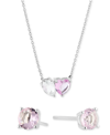 GIANI BERNINI 2-PC. SET CUBIC ZIRCONIA PEAR & HEART PENDANT NECKLACE & ROUND STUD EARRINGS IN STERLING SILVER, CRE